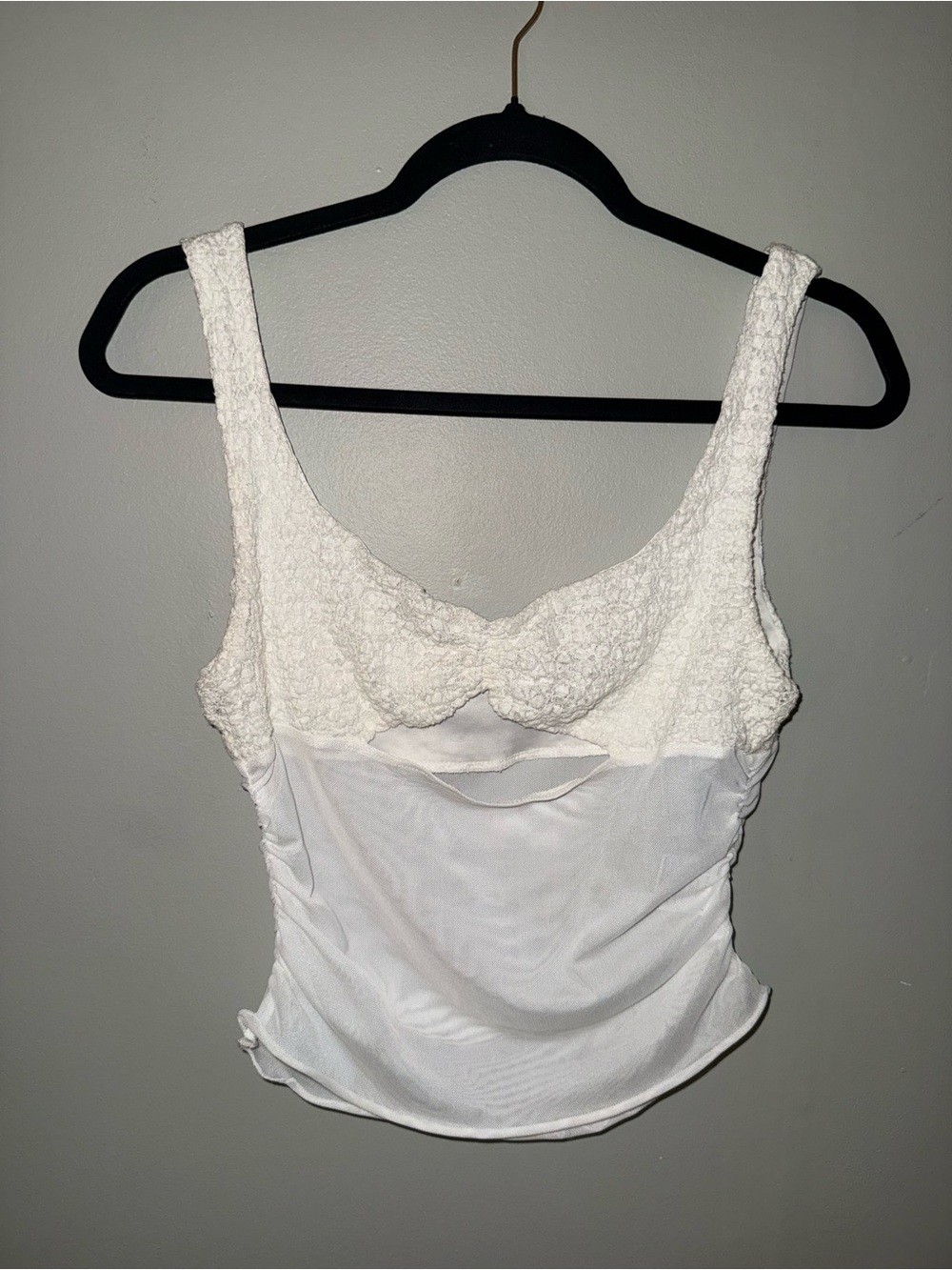 White Fox cut out cute sheer white top size M